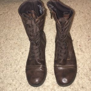 Brown combat boots
